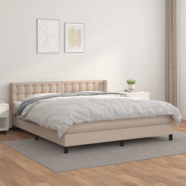Kontinentaalvoodi koos madratsiga, cappuccino, 160 × 200 cm, kunstnahk — mudel 3130792