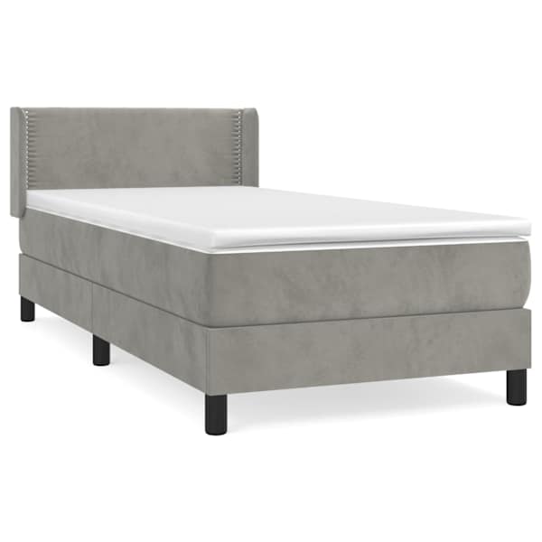 Kontinentaalvoodi koos madratsiga, helehall, 80 × 200 cm, samet — mudel 3130865