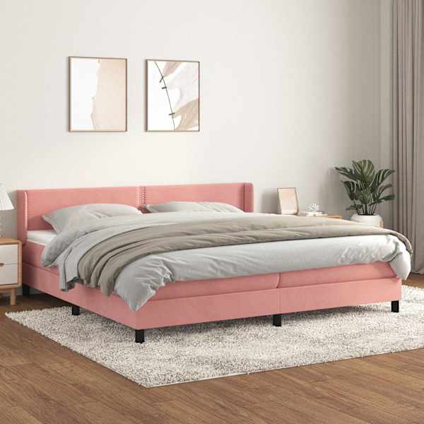 Kontinentaalvoodi koos 2 madratsiga, roosa, 200 × 200 cm, samet — mudel 3130924