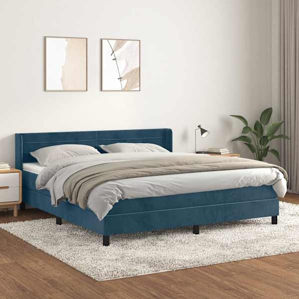Kontinentaalvoodi koos madratsiga, tumesinine, 160 × 200 cm, samet — mudel 3131031