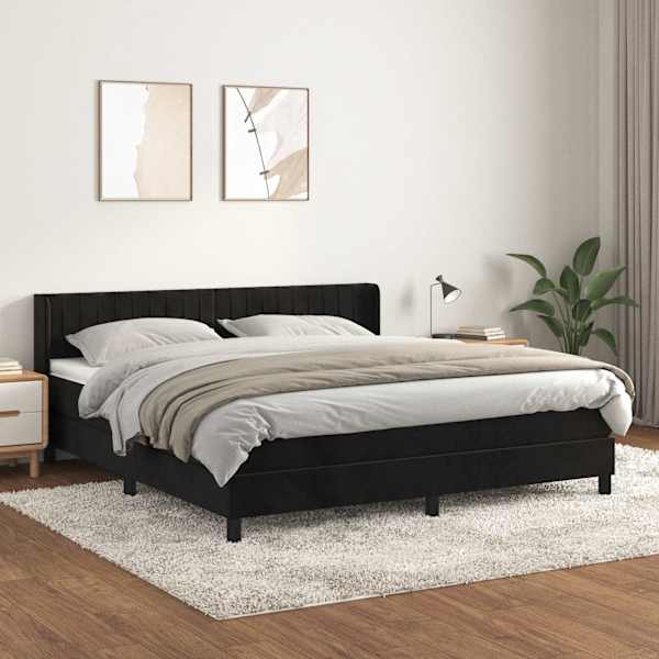 Kontinentaalvoodi koos madratsiga, must, 180 × 200 cm, samet — mudel 3131095