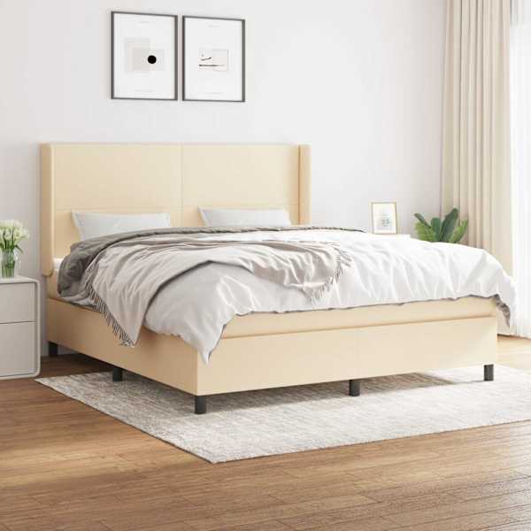 Kontinentaalvoodi koos madratsiga, kreemjasvalge, 160 × 200 cm, kangas — mudel 3131286