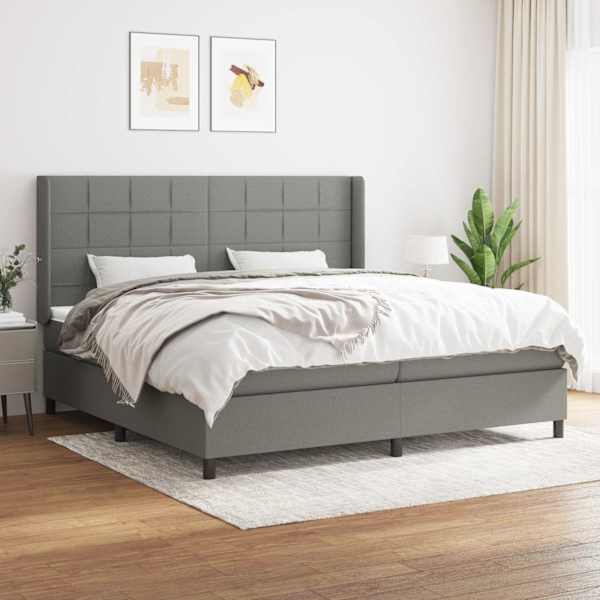 Kontinentaalvoodi koos 2 madratsiga, tumehall, 200 × 200 cm, kangas — mudel 3131458