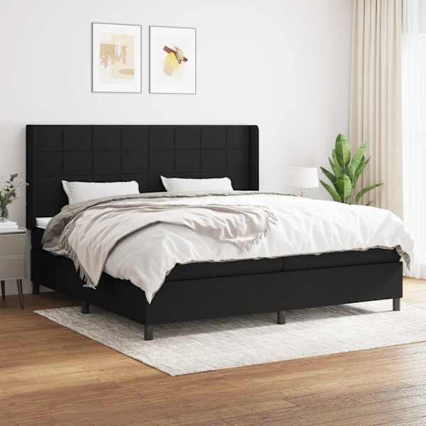 Kontinentaalvoodi koos 2 madratsiga, must, 200 × 200 cm, kangas — mudel 3131459