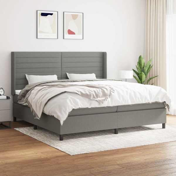 Kontinentaalvoodi koos 2 madratsiga, tumehall, 200 × 200 cm, kangas — mudel 3131538