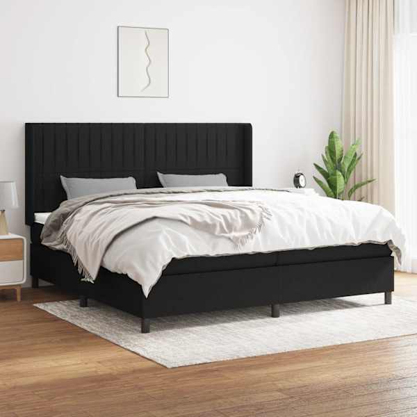 Kontinentaalvoodi koos 2 madratsiga, must, 200 × 200 cm, kangas — mudel 3131619
