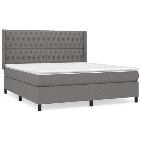 Kontinentaalvoodi koos madratsiga, tumehall, 180 × 200 cm, kangas — mudel 3131690