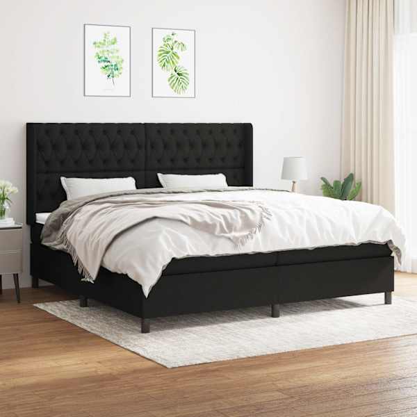 Kontinentaalvoodi koos 2 madratsiga, must, 200 × 200 cm, kangas — mudel 3131699