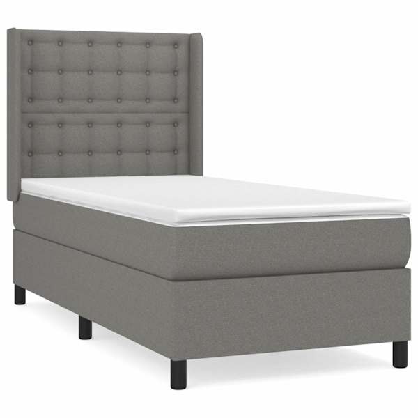 Kontinentaalvoodi koos madratsiga, tumehall, 90 × 200 cm, kangas — mudel 3131722