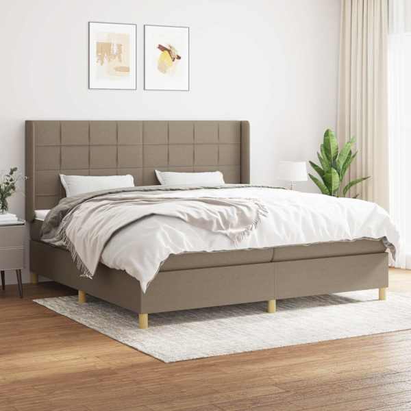 Kontinentaalvoodi koos 2 madratsiga, pruunikashall, 200 × 200 cm, kangas — mudel 3132021