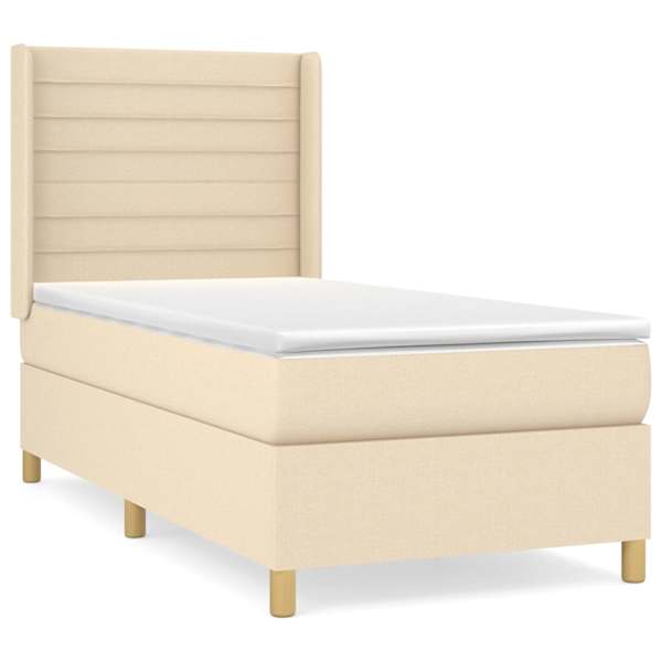 Kontinentaalvoodi koos madratsiga, kreemjasvalge, 80 × 200 cm, kangas