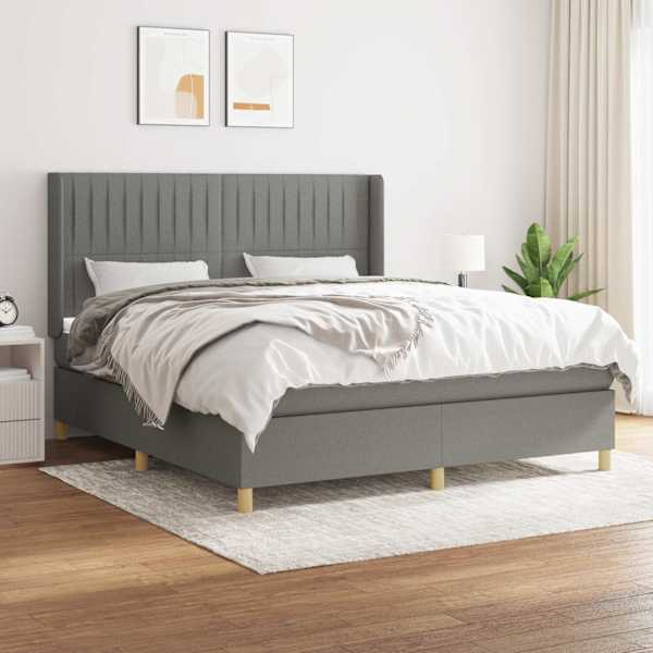 Kontinentaalvoodi koos madratsiga, tumehall, 160 × 200 cm, kangas — mudel 3132162