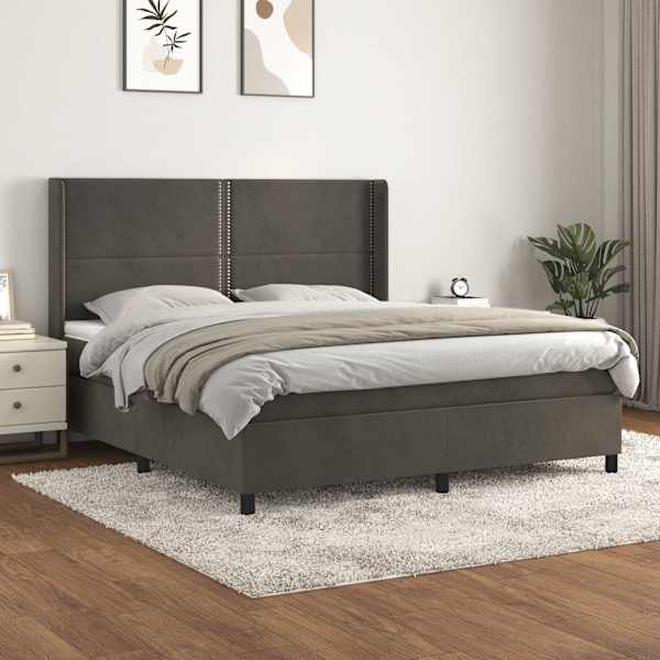 Kontinentaalvoodi koos madratsiga, tumehall, 160 × 200 cm, samet — mudel 3132628