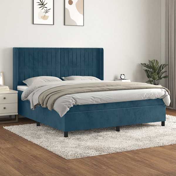 Kontinentaalvoodi koos madratsiga, tumesinine, 180 × 200 cm, samet — mudel 3132817