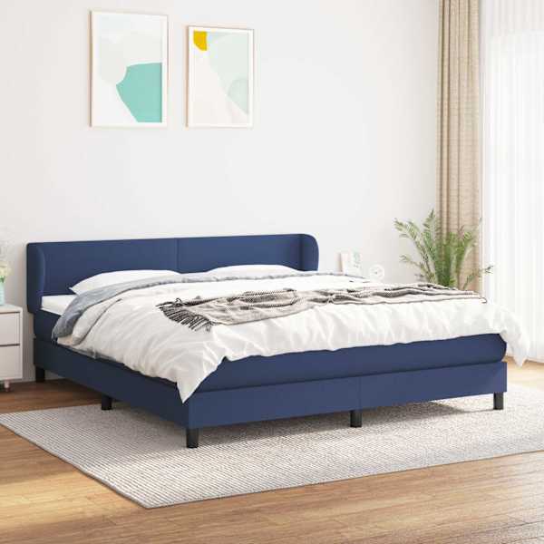 Kontinentaalvoodi koos madratsiga, sinine, 160 × 200 cm, kangas — mudel 3126099
