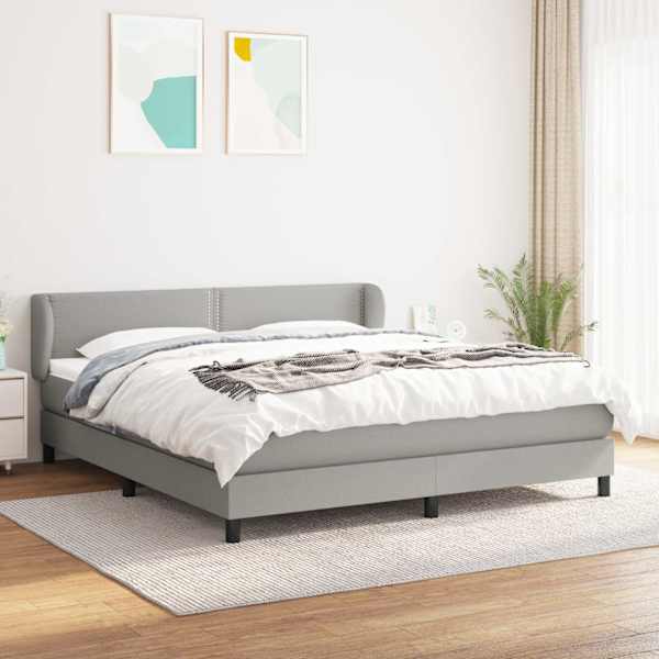 Kontinentaalvoodi koos madratsiga, helehall, 180 × 200 cm, kangas — mudel 3126181