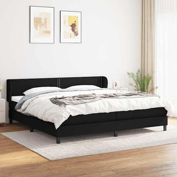 Kontinentaalvoodi koos 2 madratsiga, must, 200 × 200 cm, kangas — mudel 3126191