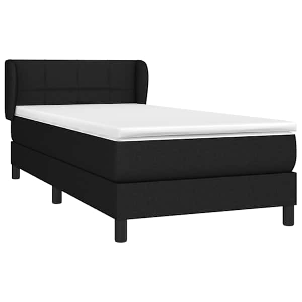 Kontinentaalvoodi koos madratsiga, must, 90 × 200 cm, kangas — mudel 3126215