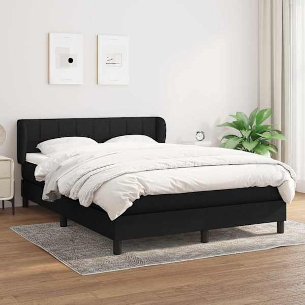 Kontinentaalvoodi koos madratsiga, must, 140 × 200 cm, kangas — mudel 3126247