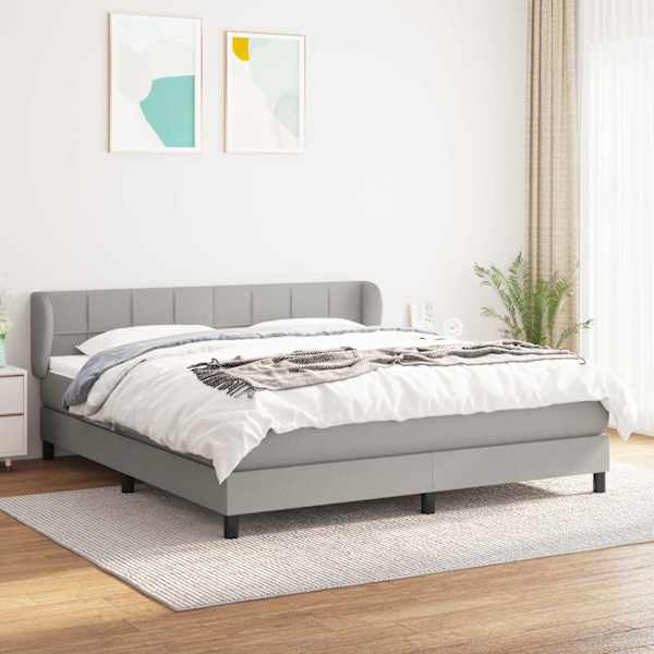 Kontinentaalvoodi koos madratsiga, helehall, 180 × 200 cm, kangas — mudel 3126261