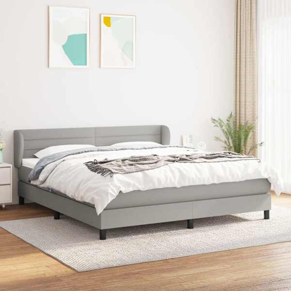 Kontinentaalvoodi koos madratsiga, helehall, 160 × 200 cm, kangas — mudel 3126333