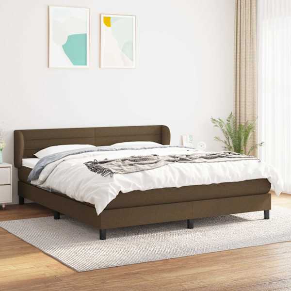 Kontinentaalvoodi koos madratsiga, tumepruun, 180 × 200 cm, kangas — mudel 3126344