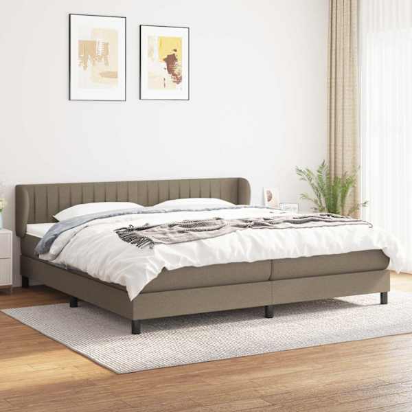 Kontinentaalvoodi koos 2 madratsiga, pruunikashall, 200 × 200 cm, kangas — mudel 3126433