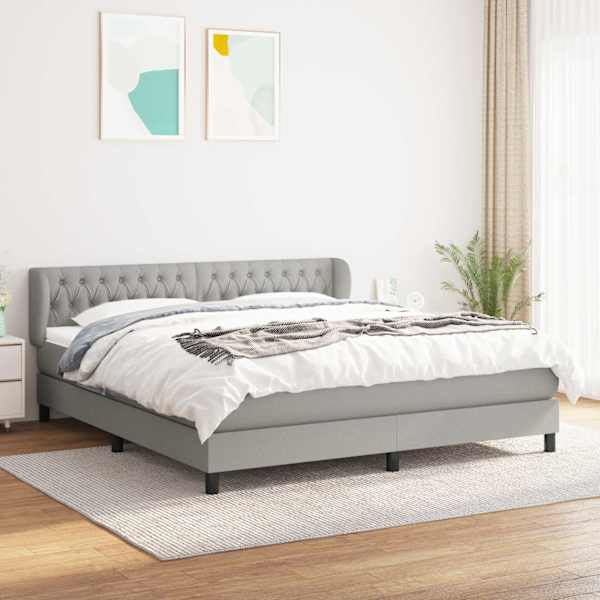 Kontinentaalvoodi koos madratsiga, helehall, 180 × 200 cm, kangas — mudel 3126501