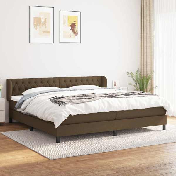 Kontinentaalvoodi koos 2 madratsiga, tumepruun, 200 × 200 cm, kangas — mudel 3126512