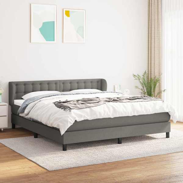 Kontinentaalvoodi koos madratsiga, tumehall, 160 × 200 cm, kangas — mudel 3126574