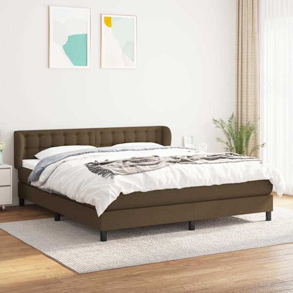 Kontinentaalvoodi koos madratsiga, tumepruun, 160 × 200 cm, kangas — mudel 3126576