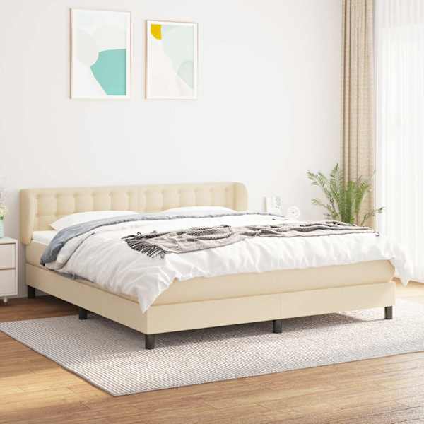 Kontinentaalvoodi koos madratsiga, kreemjasvalge, 160 × 200 cm, kangas — mudel 3126578