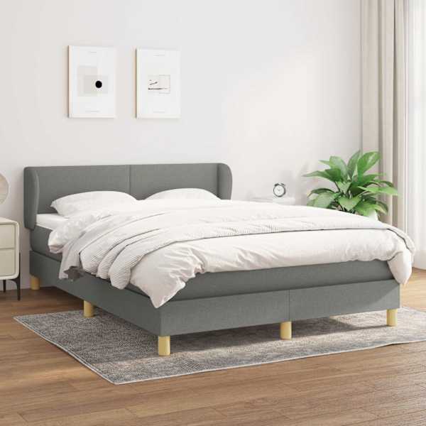 Kontinentaalvoodi koos madratsiga, tumehall, 140 × 200 cm, kangas — mudel 3126646