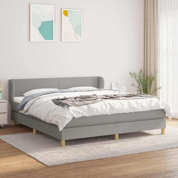 Kontinentaalvoodi koos madratsiga, helehall, 180 × 200 cm, kangas — mudel 3126661