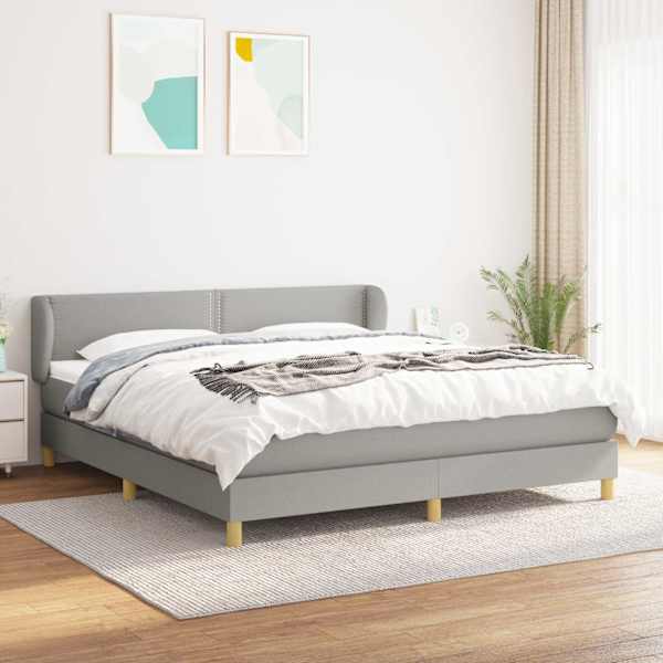 Kontinentaalvoodi koos madratsiga, helehall, 180 × 200 cm, kangas — mudel 3126741