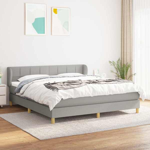 Kontinentaalvoodi koos madratsiga, helehall, 160 × 200 cm, kangas — mudel 3126813