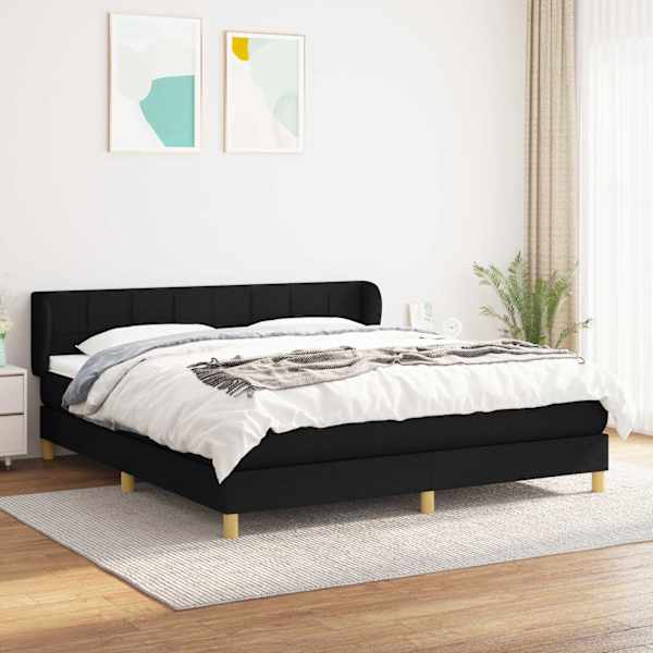 Kontinentaalvoodi koos madratsiga, must, 180 × 200 cm, kangas — mudel 3126823