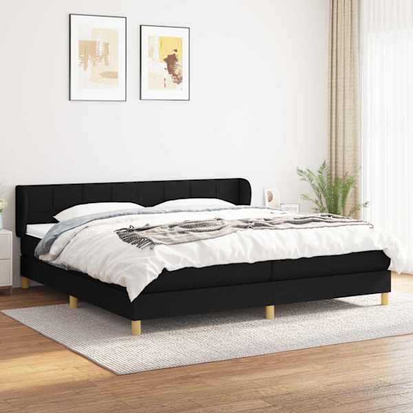 Kontinentaalvoodi koos 2 madratsiga, must, 200 × 200 cm, kangas — mudel 3126831