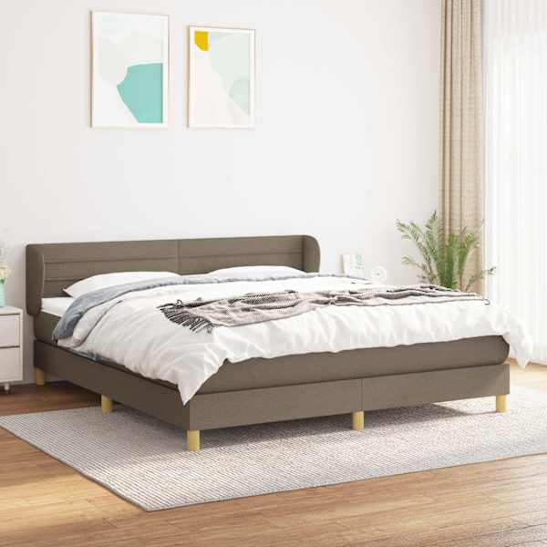 Kontinentaalvoodi koos madratsiga, pruunikashall, 180 × 200 cm, kangas — mudel 3126905