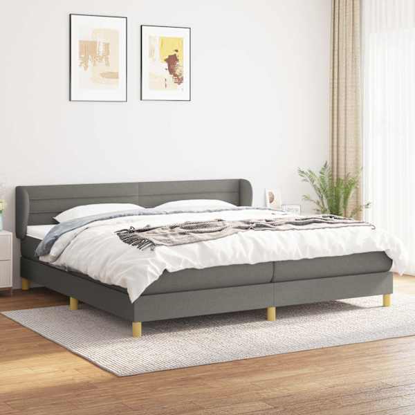 Kontinentaalvoodi koos 2 madratsiga, tumehall, 200 × 200 cm, kangas — mudel 3126910
