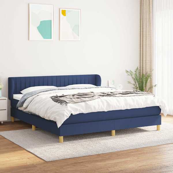 Kontinentaalvoodi koos madratsiga, sinine, 180 × 200 cm, kangas — mudel 3126987