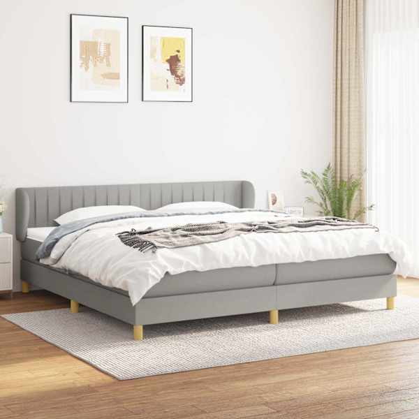 Kontinentaalvoodi koos 2 madratsiga, helehall, 200 × 200 cm, kangas — mudel 3126989