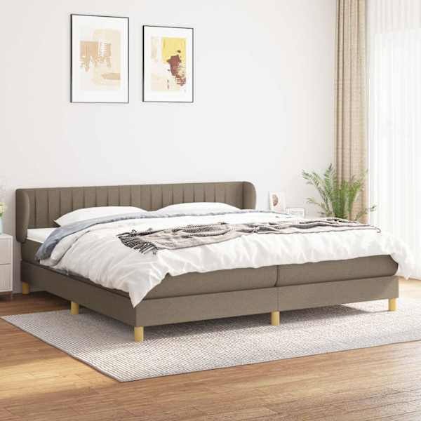 Kontinentaalvoodi koos 2 madratsiga, pruunikashall, 200 × 200 cm, kangas — mudel 3126993