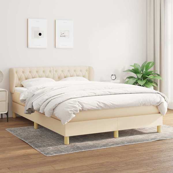 Kontinentaalvoodi koos madratsiga, kreemjasvalge, 140 × 200 cm, kangas — mudel 3127050