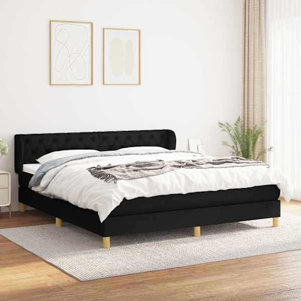 Kontinentaalvoodi koos madratsiga, must, 160 × 200 cm, kangas — mudel 3127055