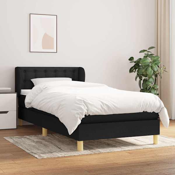 Kontinentaalvoodi koos madratsiga, must, 100 × 200 cm, kangas — mudel 3127103