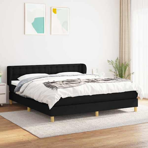 Kontinentaalvoodi koos madratsiga, must, 160 × 200 cm, kangas — mudel 3127135