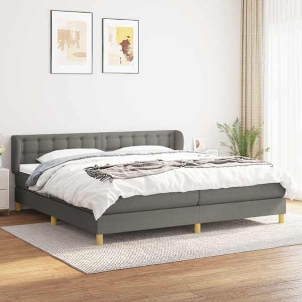 Kontinentaalvoodi koos 2 madratsiga, tumehall, 200 × 200 cm, kangas — mudel 3127150