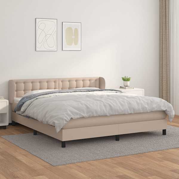 Kontinentaalvoodi koos madratsiga, cappuccino, 160 × 200 cm, kunstnahk — mudel 3127324