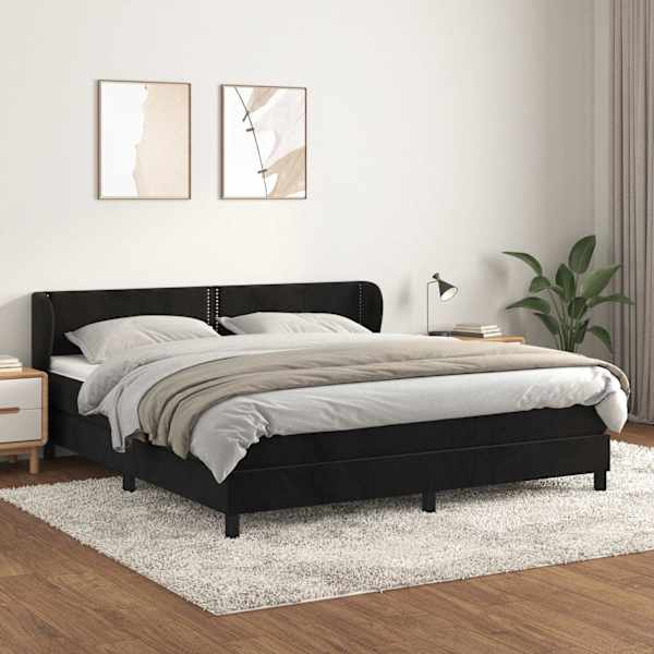Kontinentaalvoodi koos madratsiga, must, 180 × 200 cm, samet — mudel 3127447